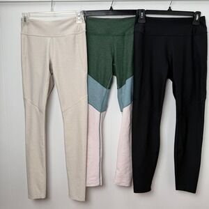 Outdoor Voices Womens Leggings Bundle Size S Springs Tri-Tone Black Oatmeal 3PK